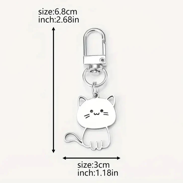 Llavero Kawaii Gato Plateado