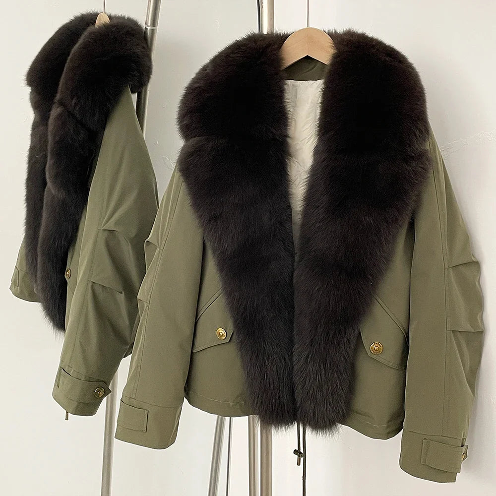 Down Jacket Women Real Fox Fur Collar Autumn 2025 Winter White Duck Down Coat Warm Puffer Jacket Female Waterproof  Feathers