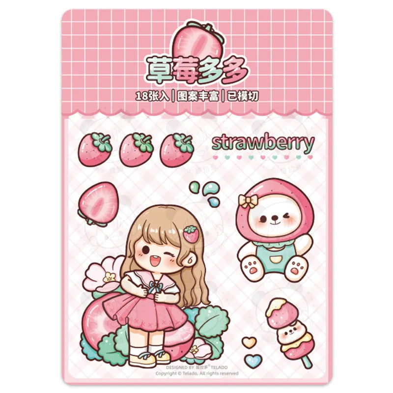 Pegatinas para álbumes de recortes de frutas y chicas Kawaii