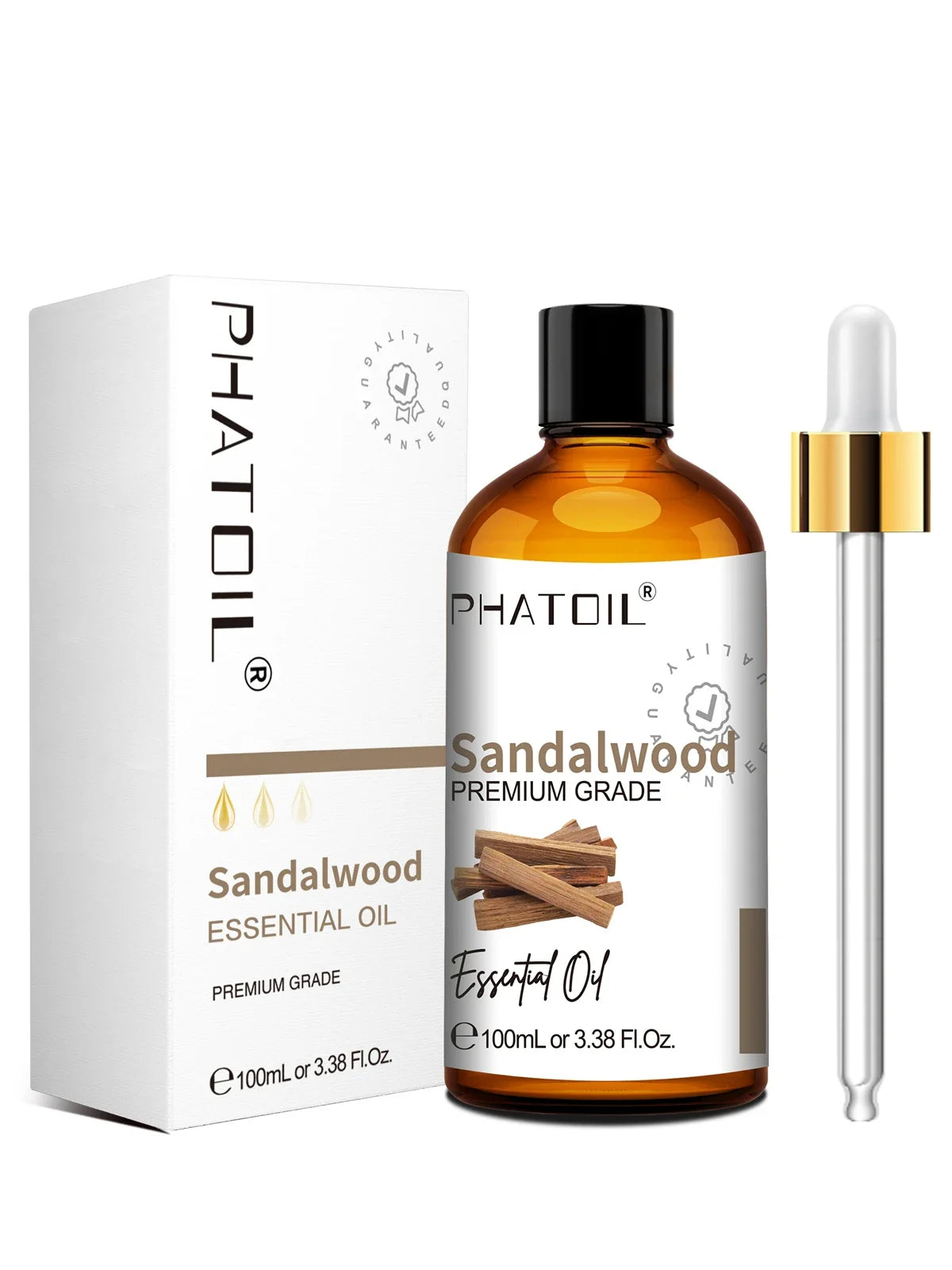 PHATOIL Natural Essential Oil for Diffuser Candle Making-100ml Sandalwood Eucalyptus Citronella Lavender Vanilla Essential Oils
