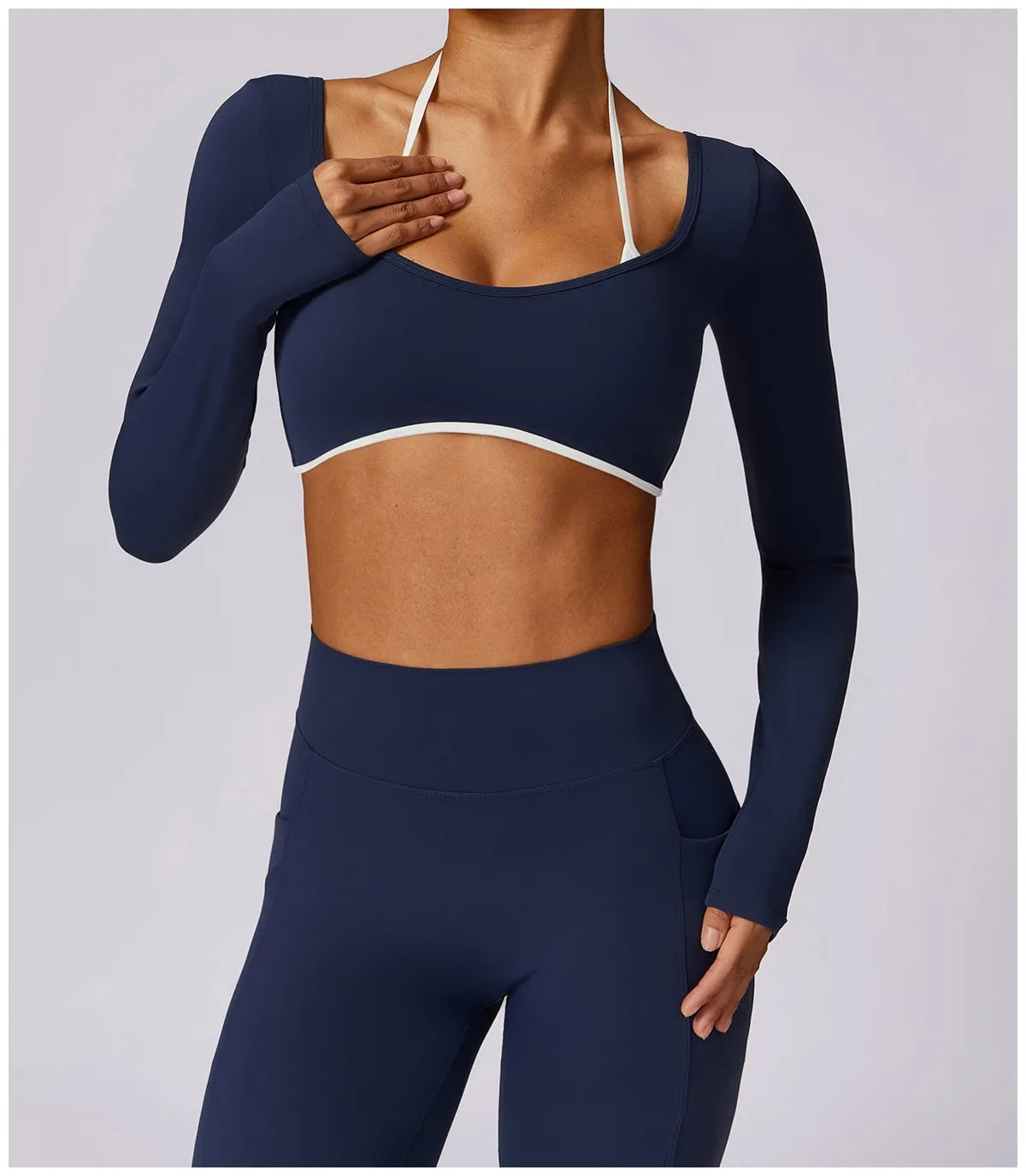 2-Piece Activewear Set – Long Sleeve Crop Top & Leggings