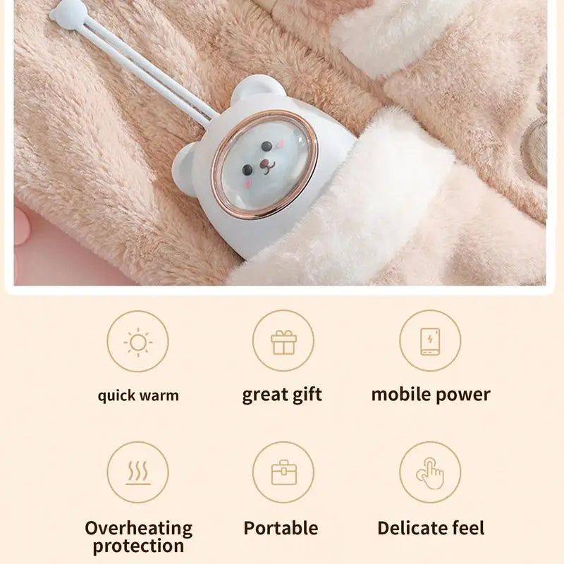 Calentador de manos recargable con forma de oso