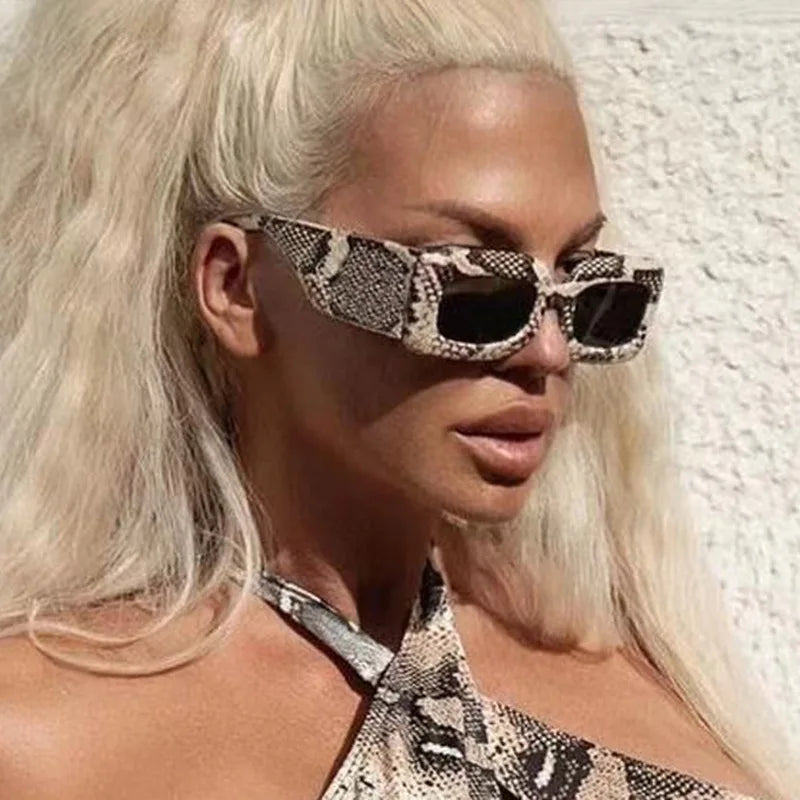 Square Sunglasses Men Women Snakeskin Sun Glasses Snake Pattern Travel Vintage Retro Oculos Shades Female UV400 Gafas De Sol