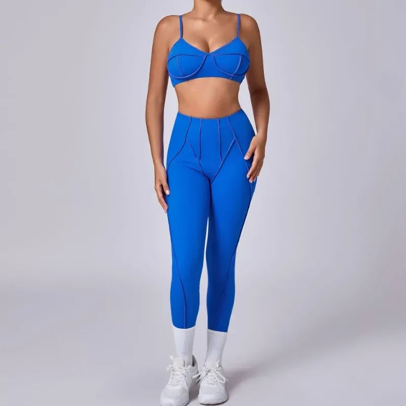 2-Piece Yoga Set – Open Back Sports Bra & High Waist Shorts