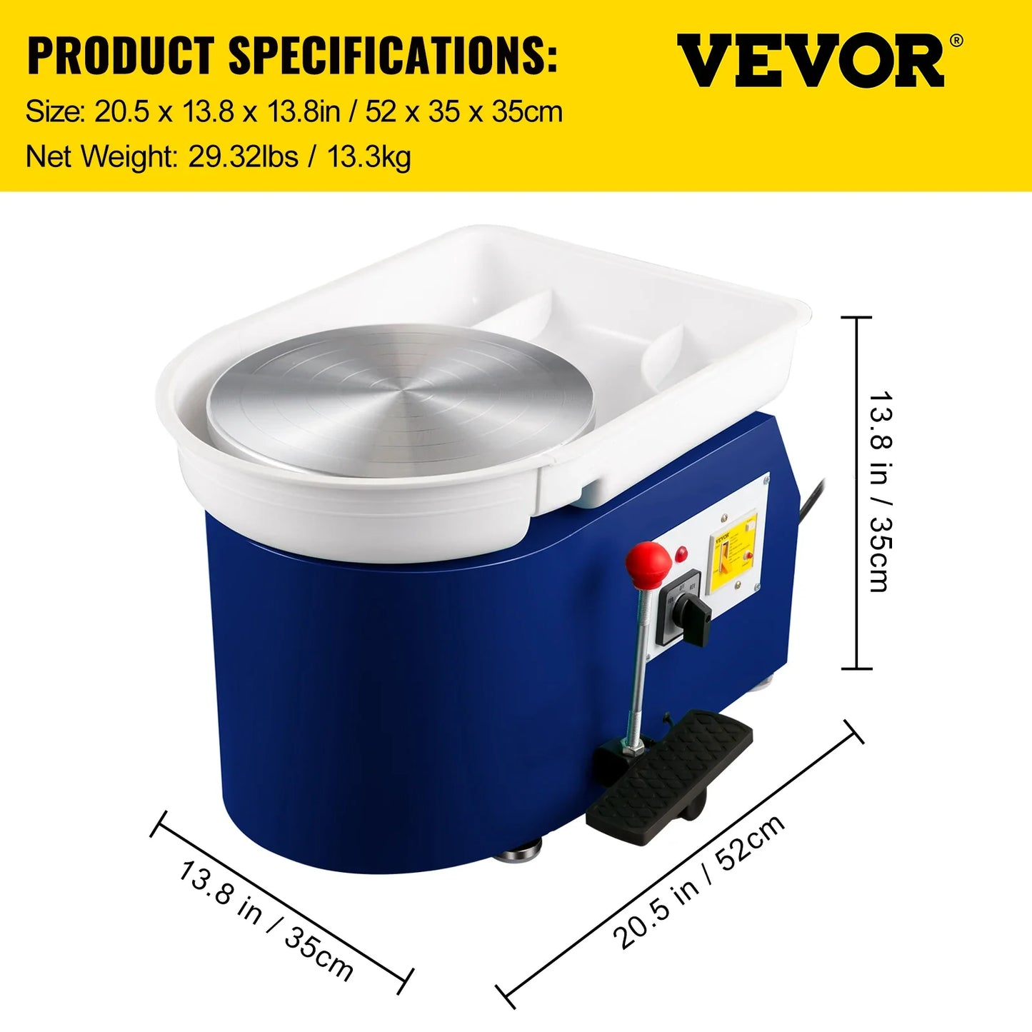 SucceBuy Pottery Wheel Machine 350W Foot Control Electric Ceramic Tool