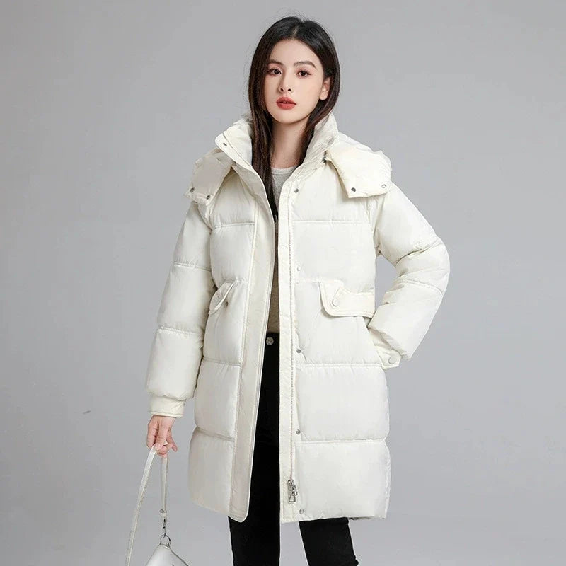 2025 New Women Warm Thicken Down Cotton Jacket Winter Women Long Cotton Coat Hooded Puffer Jacket Women Loose Plus Size Parkas