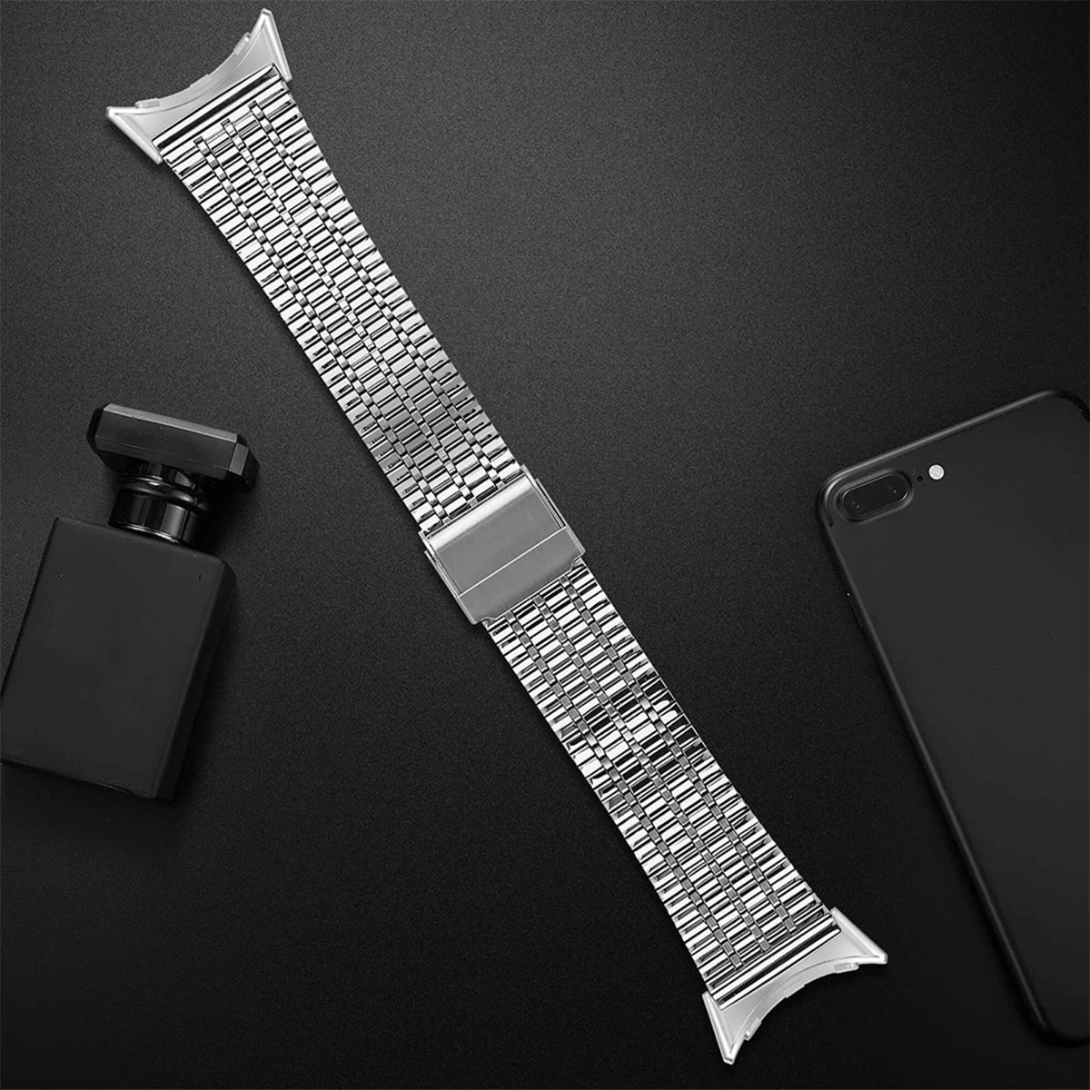 Google Pixel Watch 5, 4 & 3 Seven-Bead Stainless Steel Link Band