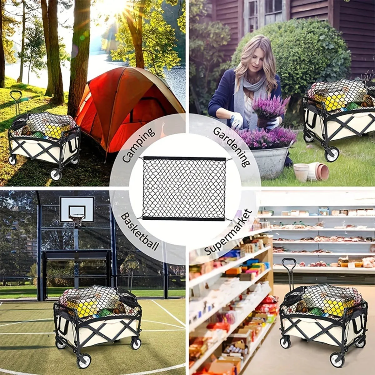 Camping Cart Guard Net, Camping Cart Net Bag, Small Cart Guard Net