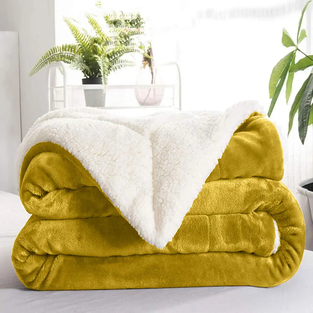 Multi-size Warm Thickening Fleece Blanket Reversible Soft Fluffy Home Company Large Bed Double-layer Throw Blankets Gift