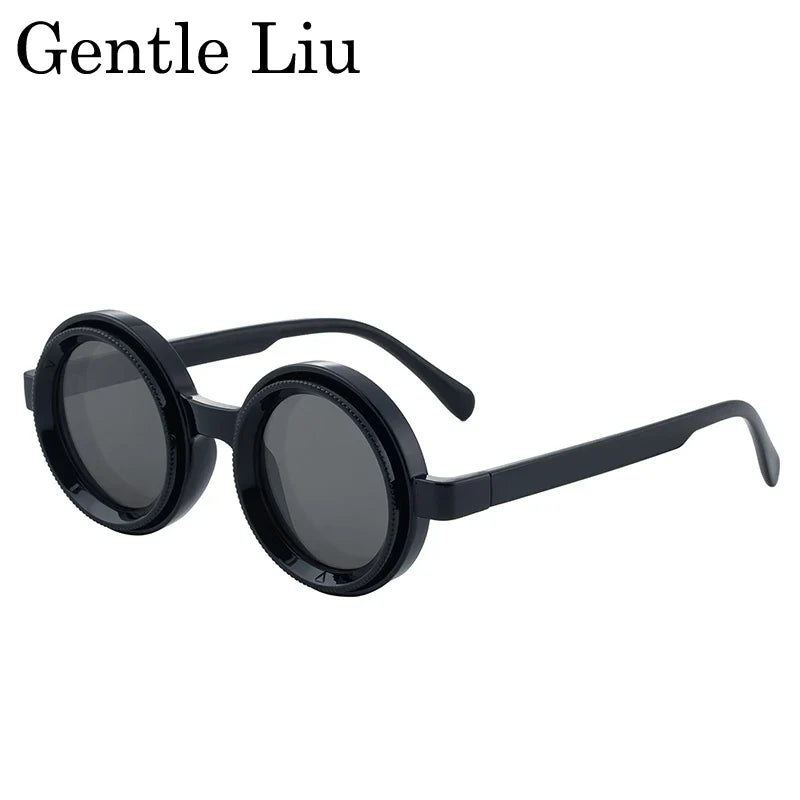 ND9 Adjustable Dimming Polarized Round Sunglasses Men 2026 Luxury Brand Punk Fishing Sun Glasses Outdoor Eyewear UV400 Shades