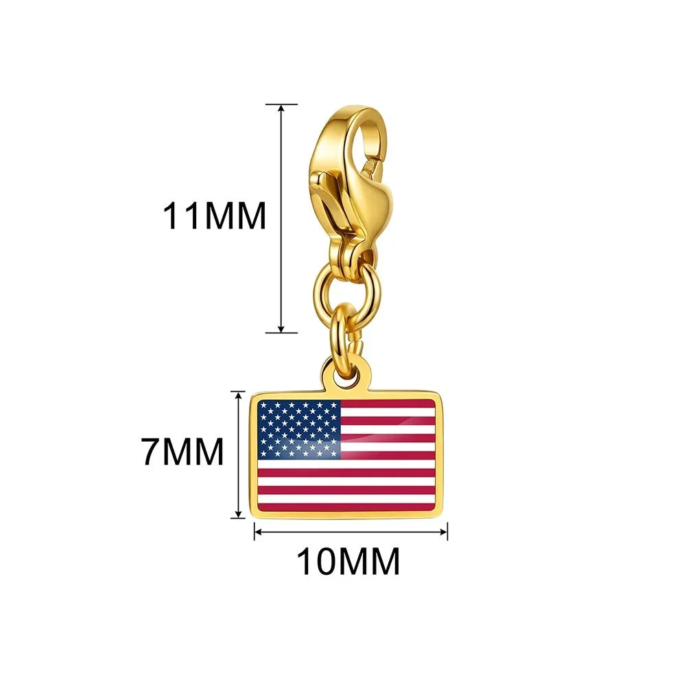 10mm Country Flag Charms Pendant Necklace Bracelet Keychain Bagchain Stainless Steel  Jewelry A Commemorative Gift For A Friend