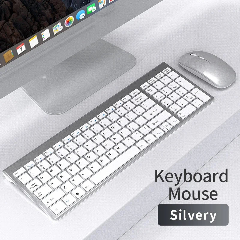Wireless Keyboard and Mouse Combo Bluetooth 5.0 & 2.4G Rechargeable Multimedia Keyboard Mouse Set for Laptop PC TV iPad Android