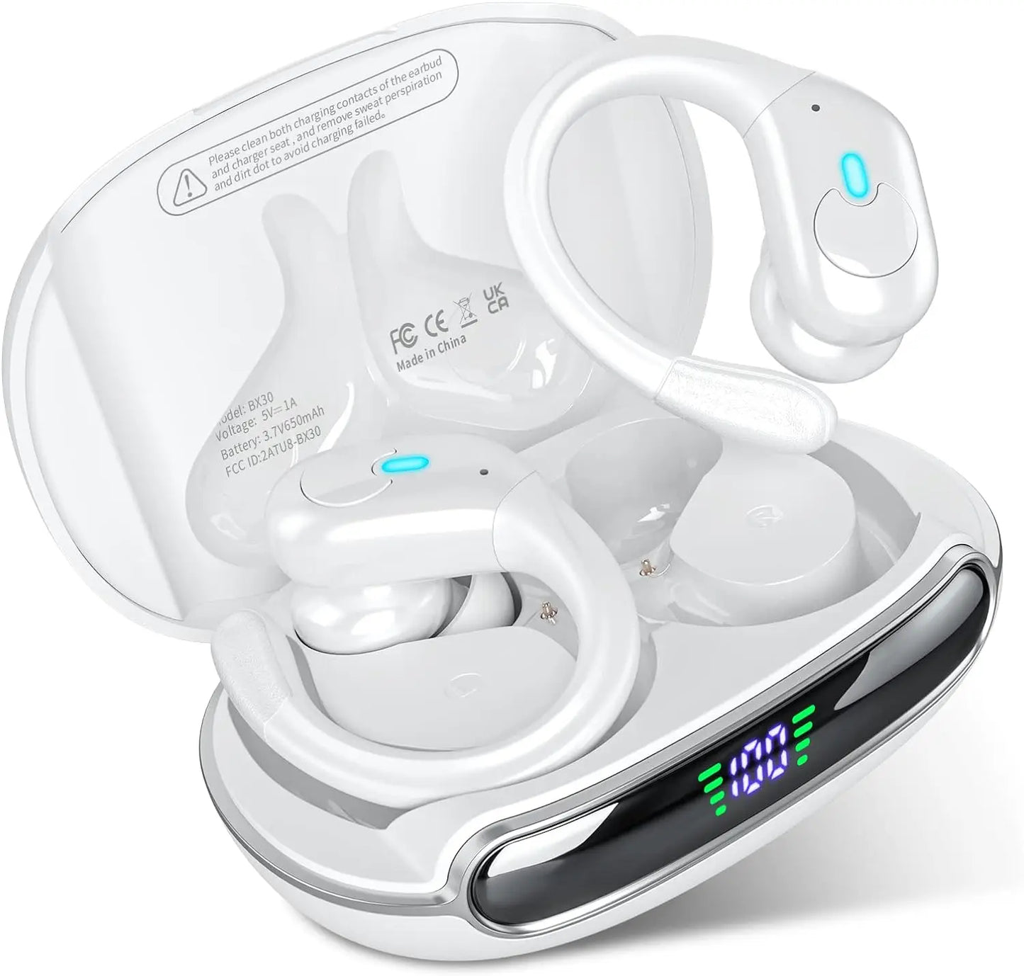 Bluetooth 5.3 Headphones True Wireless Earbuds Bass Stereo Sound with LED Power Display Case 60H Playback Earphones With Mic ENC