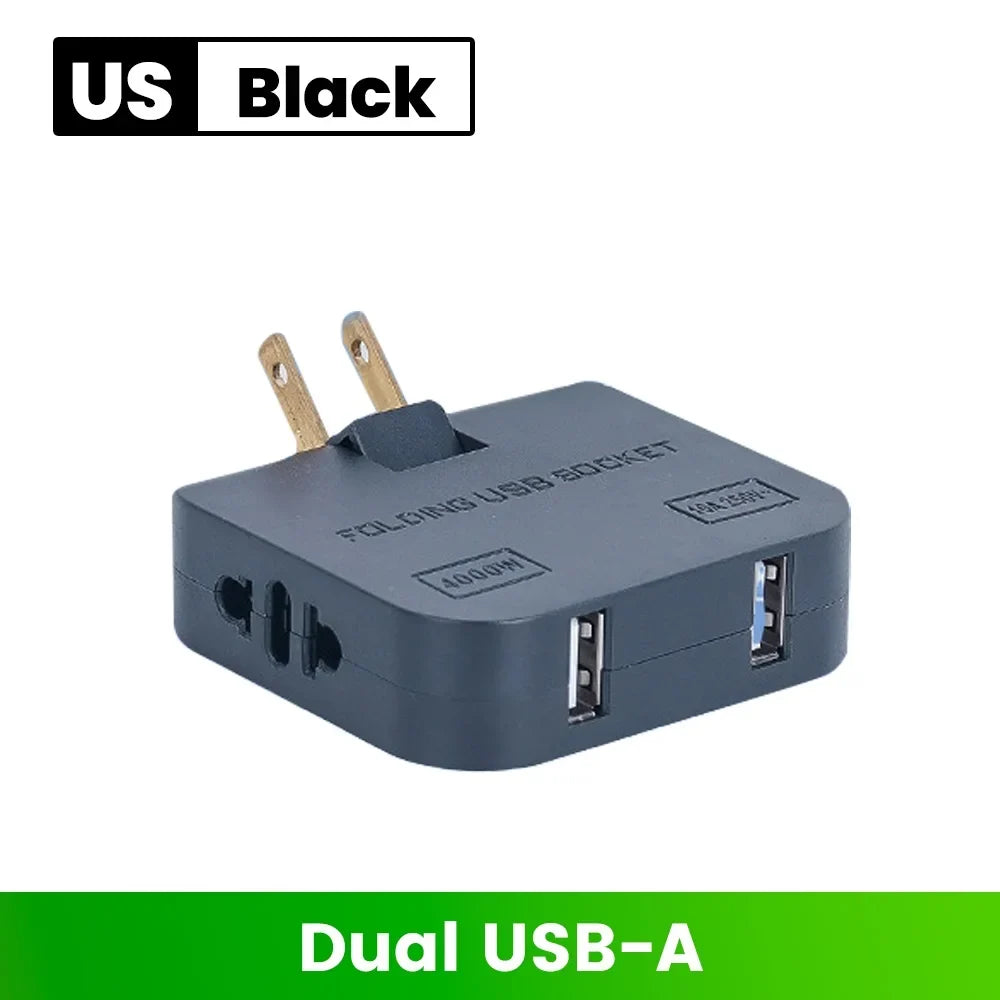 180° Rotatable Travel EU Extension Socket 3-in-1 Universal Power Converter European Standard Wireless Outlet Adapter 250V 2500W