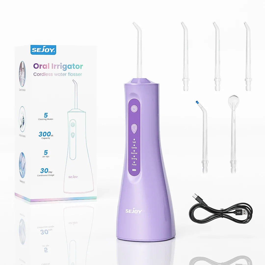 Sejoy Electric Water Flossers Oral Irrigator 5 Modes Portable Rechargeable
