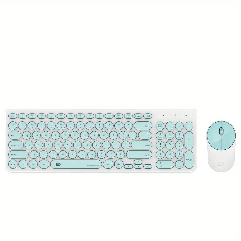 1 Set of 2.4G Wireless Keyboard and Mouse, Portable 95-key Multimedia key Office Mouse Kits, Silent Round Keyheads keyboard Mice