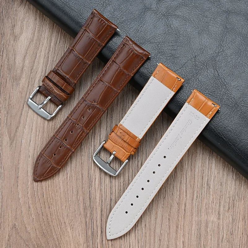Samsung Galaxy Watch 7, 6, 5, 4 & FE Croc-Embossed Leather Band