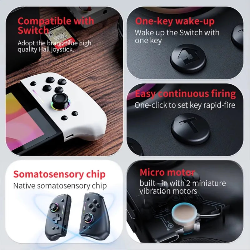 LinYuvo Wireless Gamepads Meteor Light for Switch/OLED Support Wake up, Gyro Axis, Turbo, Dual Vibration