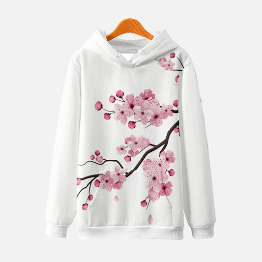 Sudadera con capucha estampada con flores de cerezo
