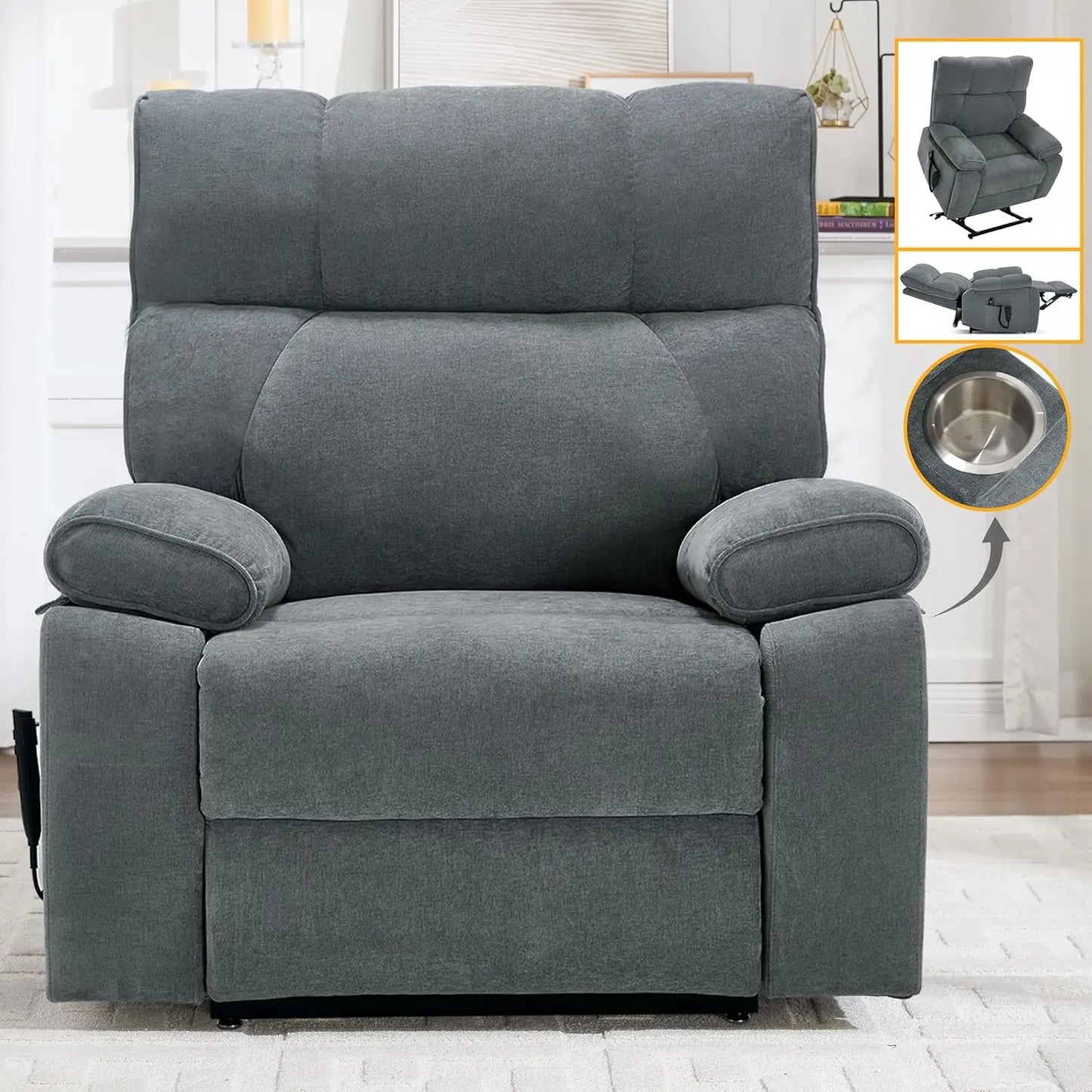 Dual Motor Power Lift Recliner Chair With Massage And Heat