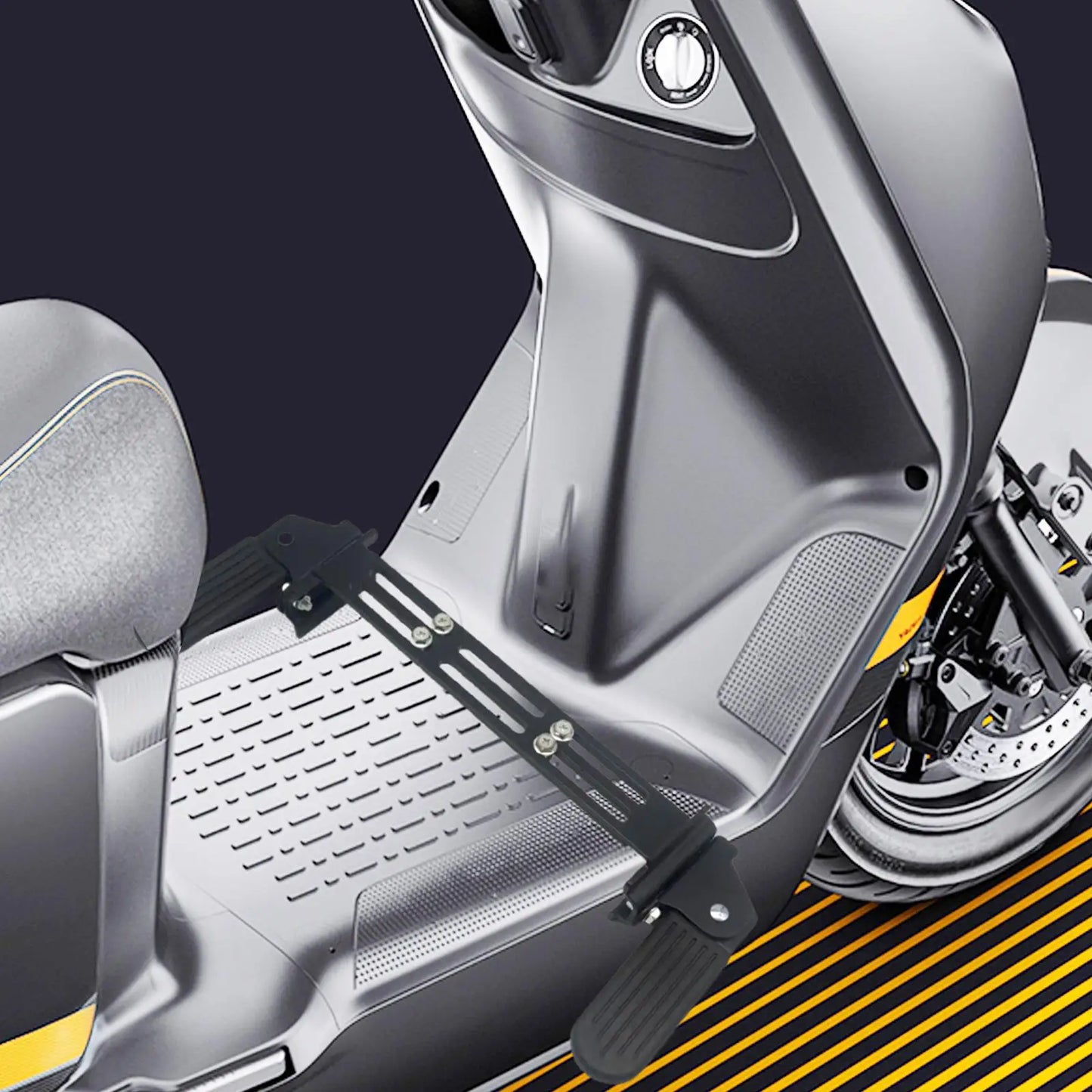 Electric Bike Front Footrest Foldable Retractable Pedal Anti Slip Foot Pegs Universal Adjustable Easy Installation Sturdy