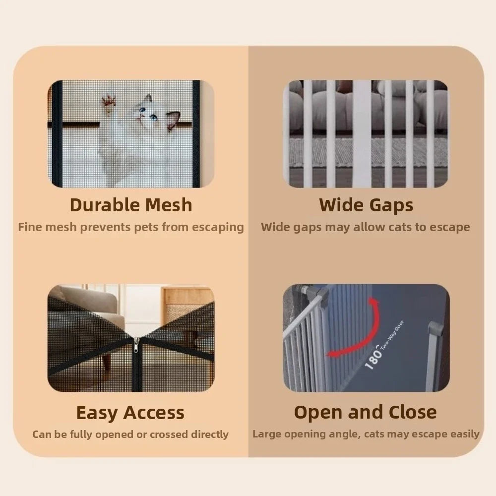 New Metal Mesh Dog Barrier Fences Breathable with Zipper Net Stairs Gate Easy to Install Folding Dog Safety Fence for Cats Dogs