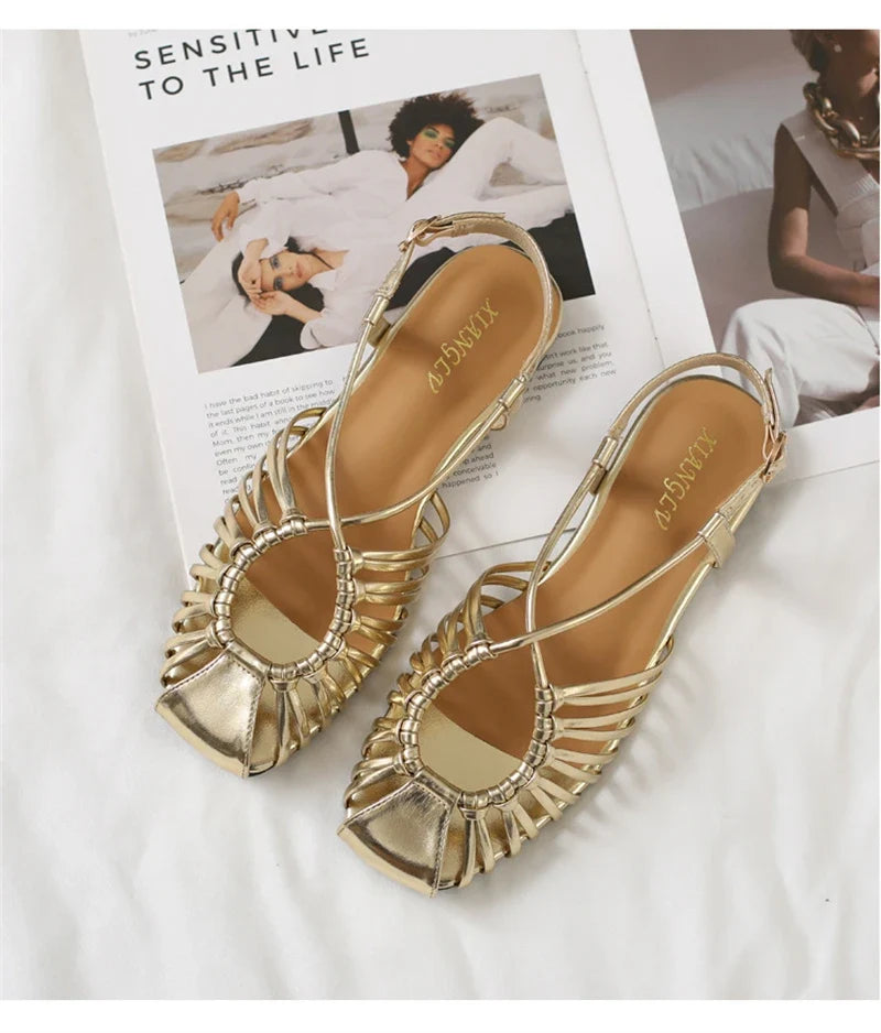 ZAROY Women Flat Sandals Summer Narrow Band Roman Shoes Casual Plus Size Brand Designer Banquet Beach Gladiator Sandalias Zapato