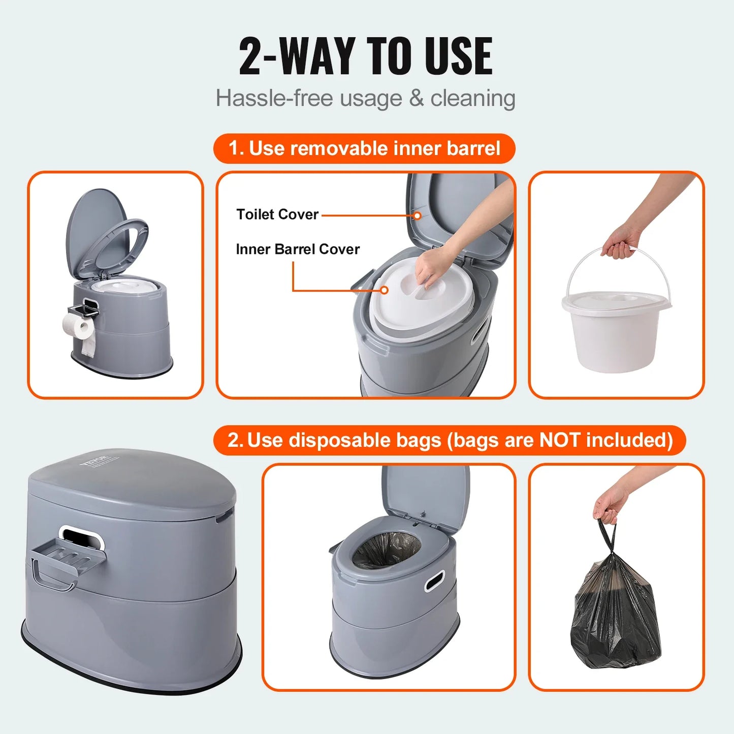 SucceBuy Portable Camping Toilet With Detachable Inner Bucket