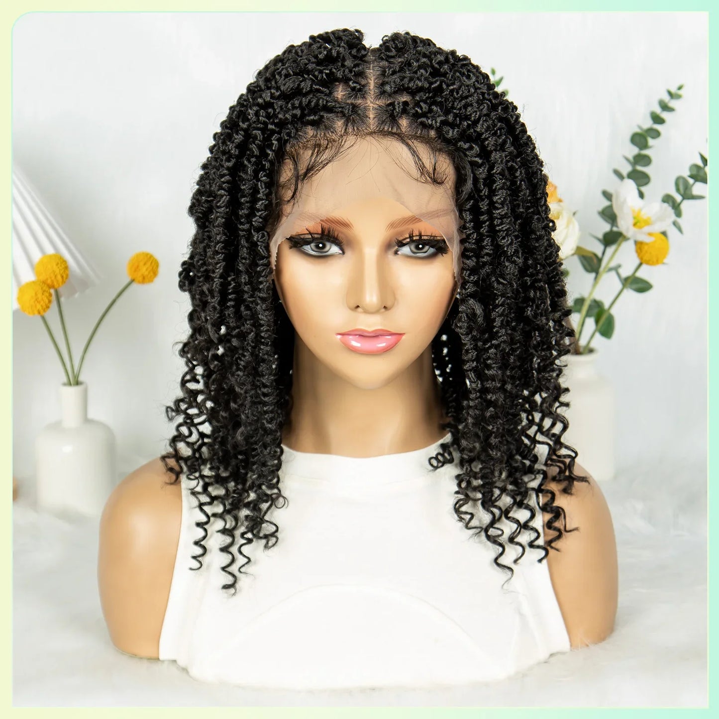 14Inch Full Lace Braided Wigs Synthetic Lace Frontal Twisted Braids Wigs with Baby Hair Knotless Box Braids Wig for Black Women