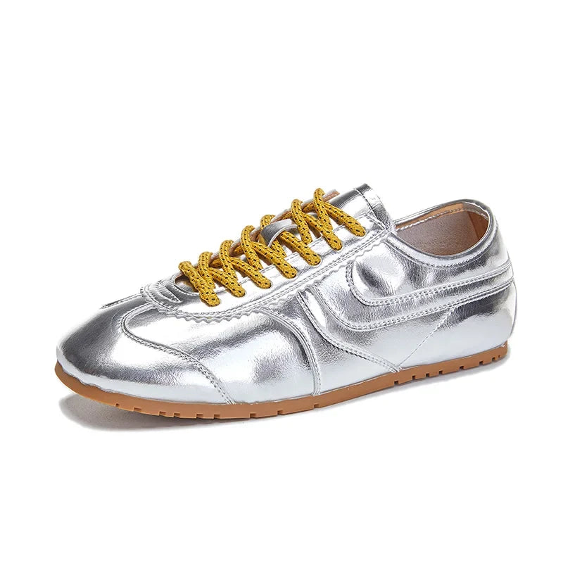 German Training Shoes Women 2026 New Genuine Leather Women Sneakers Flat Lace-up Retro Large Size Forrest Gump Shoes Women