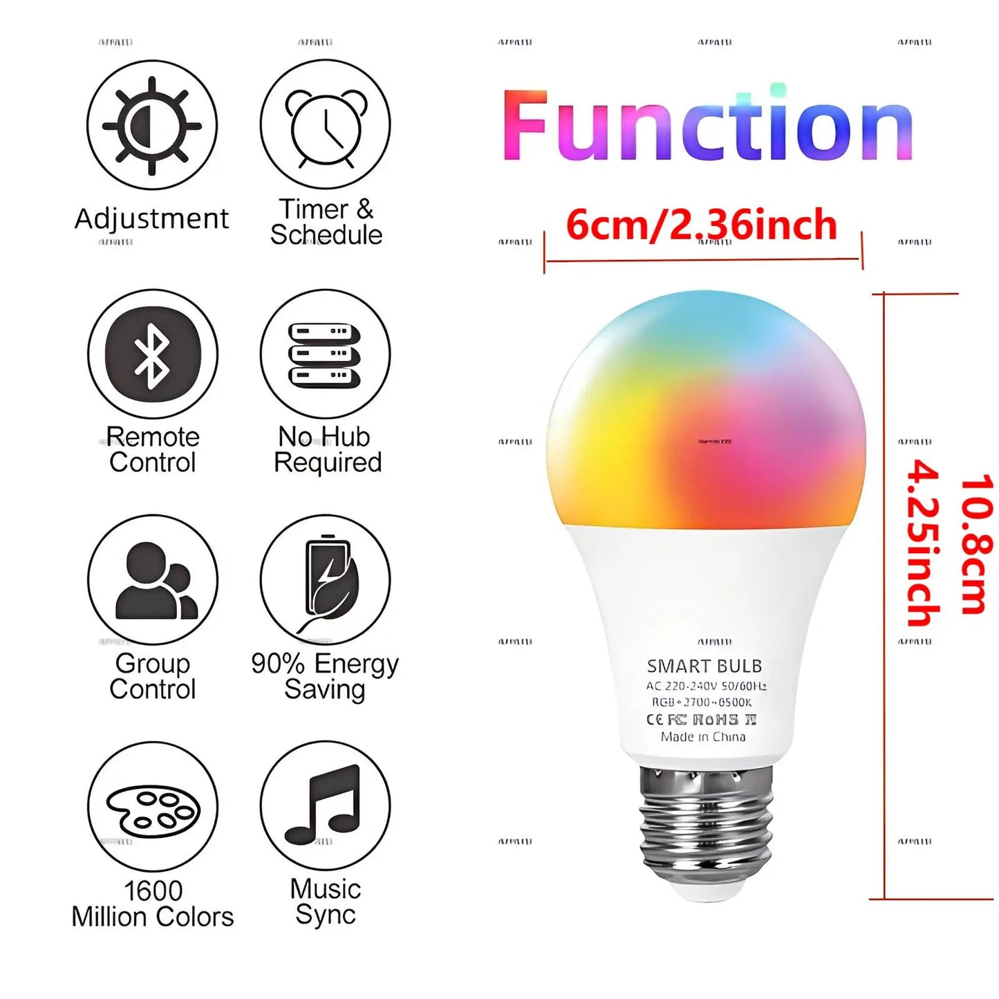 Tuya Bluetooth LED Bulb Dimmable 15W 18W E27 B22 220V RGBCW Color Change Lamps Smart Life APP Group Control Music Rhythm Timing