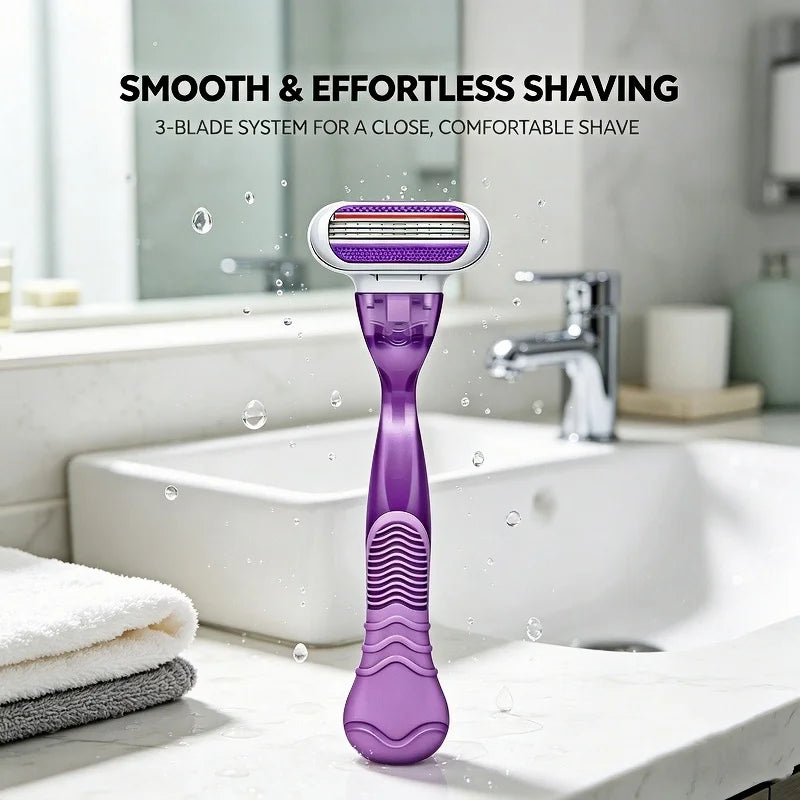Women Bikini Manual Safety Razor Hair Removal Shaving 3-Layer Stainless Steel Blade Replaceable Shaver Head