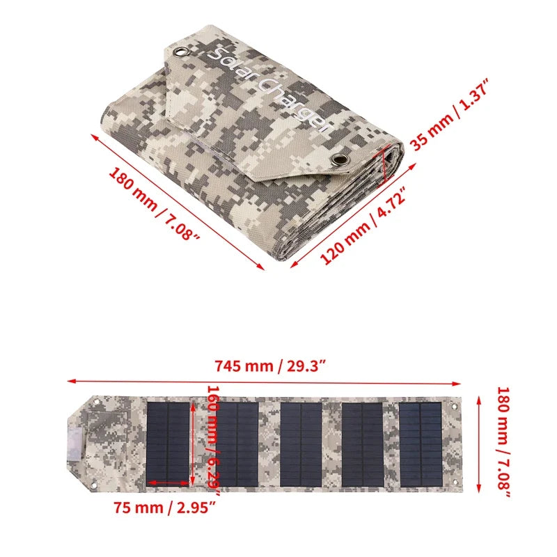 100w/80w/60w Foldable Solar Panel 5V USB Portable Folding Bag for Cell