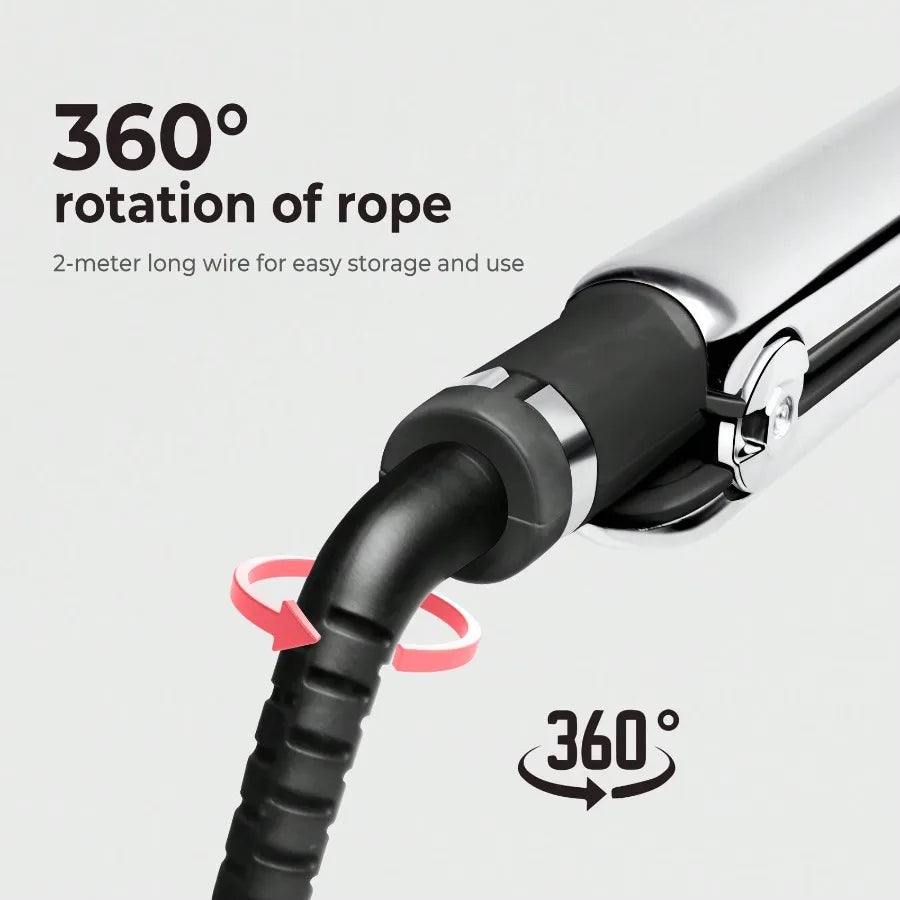 2-in-1 Straightener & Curler: 1-Inch Ceramic Ionic Flat Iron with Rapid Heating Technology; Anti-Frizz and Anti-Scald Design