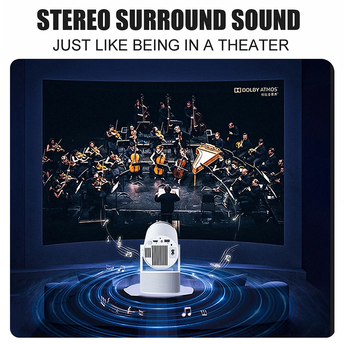 Portable Karaoke Projector with 2 Wireless Microphones Home Theater Movie Projector 180" Large Screen 180° Adjustable Angle Dual Band WiFi6 Bluetooth 5.0 Screen Mirroring Mini Outdoor Projector for Family Party