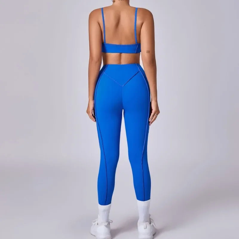 2-Piece Yoga Set – Open Back Sports Bra & High Waist Shorts