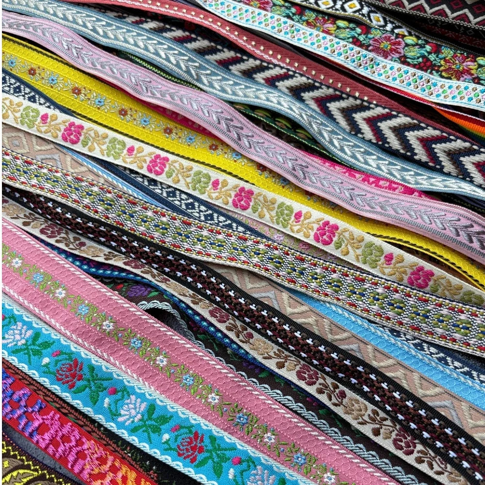 5 Yards 1~3CM Geometric Flower Designs Are Selling Well Embroidered Jacquard Ribbon Decorative Clothing Dog Chain Curtains