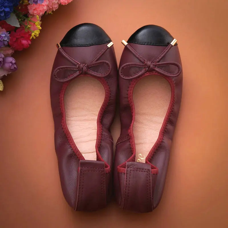 Four Seasons Loafers Genuine Leather Ballerina Flats Gommini Leisure Soft Bottom Stitching Color Women Shoes Size 35-43