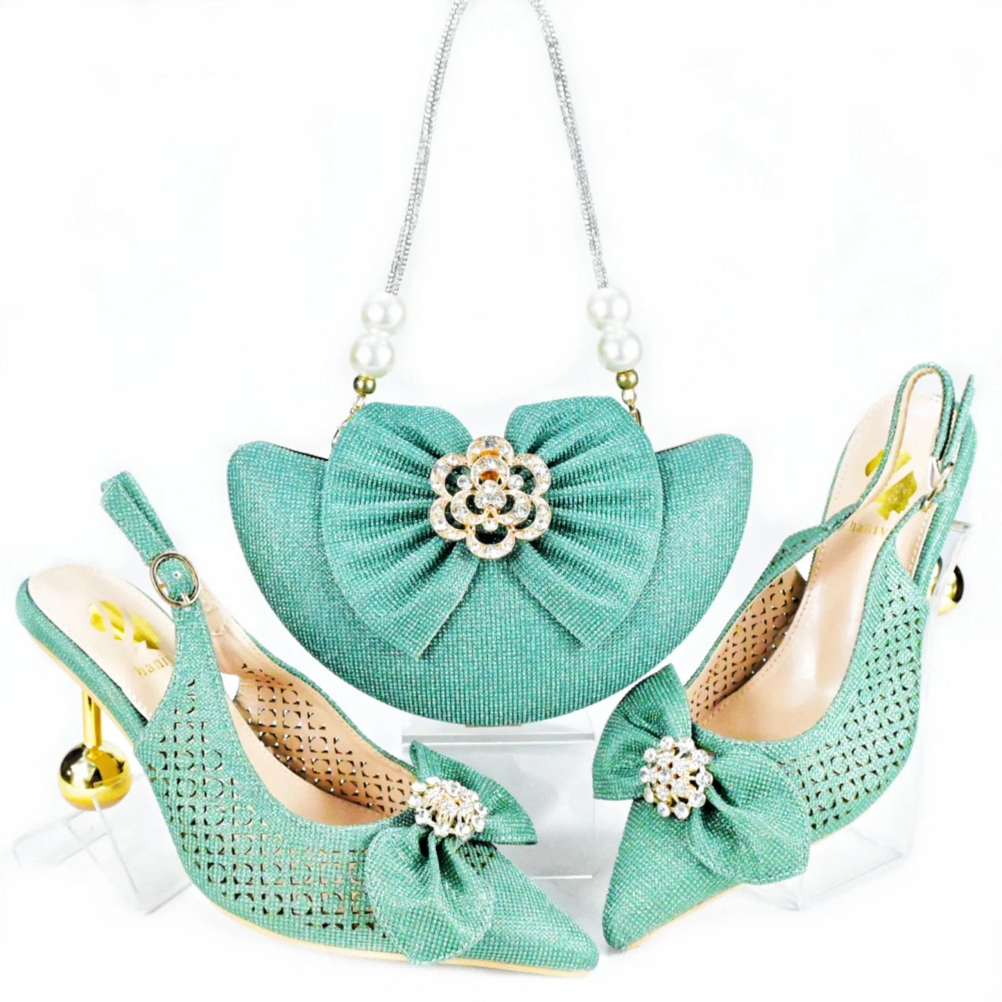 Zapatos y bolso de boda africanos recién llegados HAS1-21