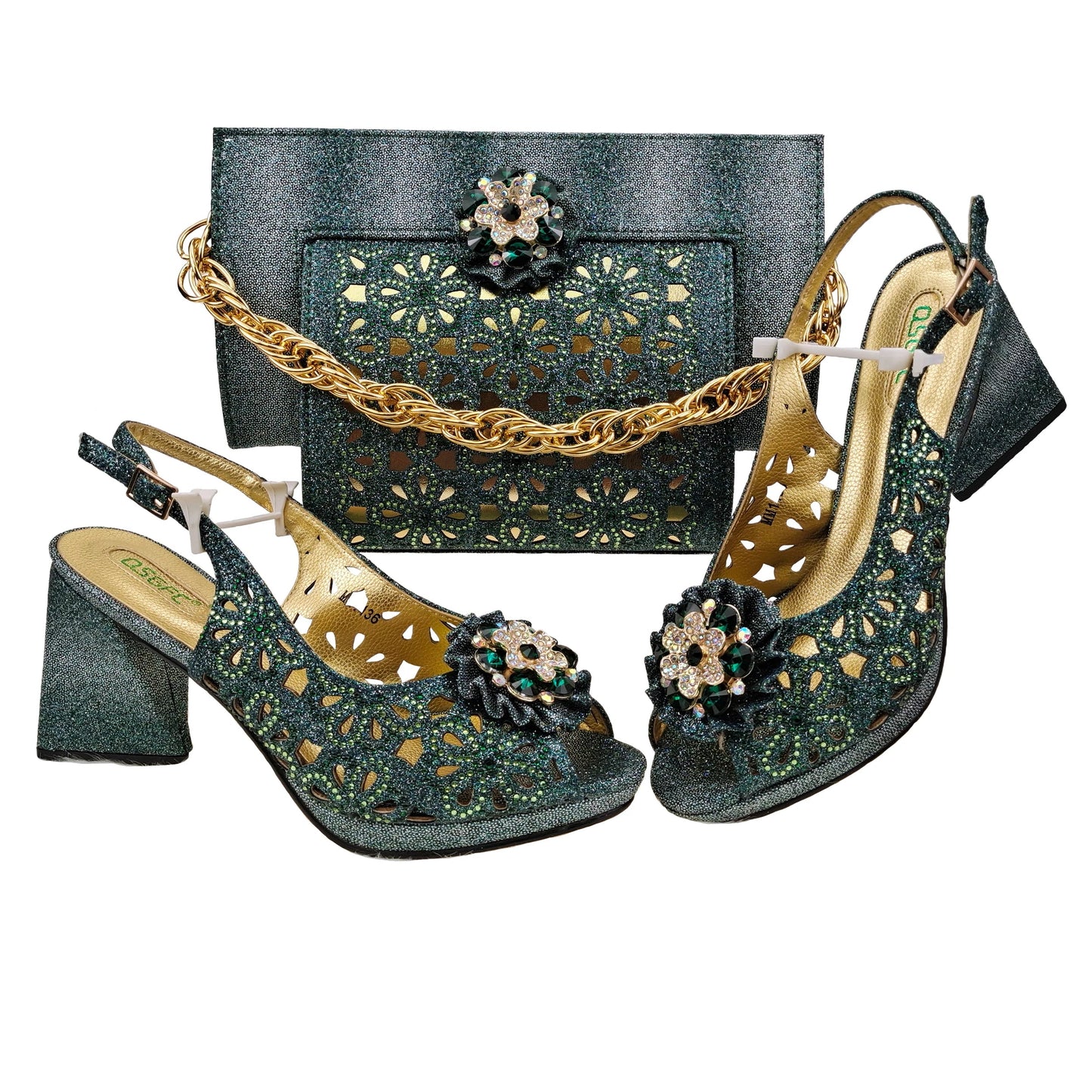 Conjuntos italianos de zapatos y bolsos para fiesta de noche HFV-25