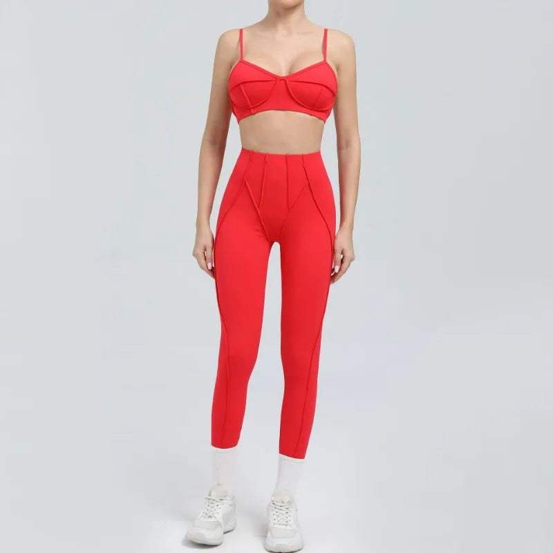2-Piece Yoga Set – Open Back Sports Bra & High Waist Shorts