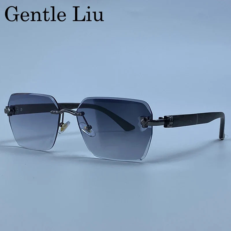 Rimless Square Men Sunglasses 2026 Luxury Polygon Photochromic Sun Glasses Male Driving Shades Punk Cut Lenses Frameless Eyewear