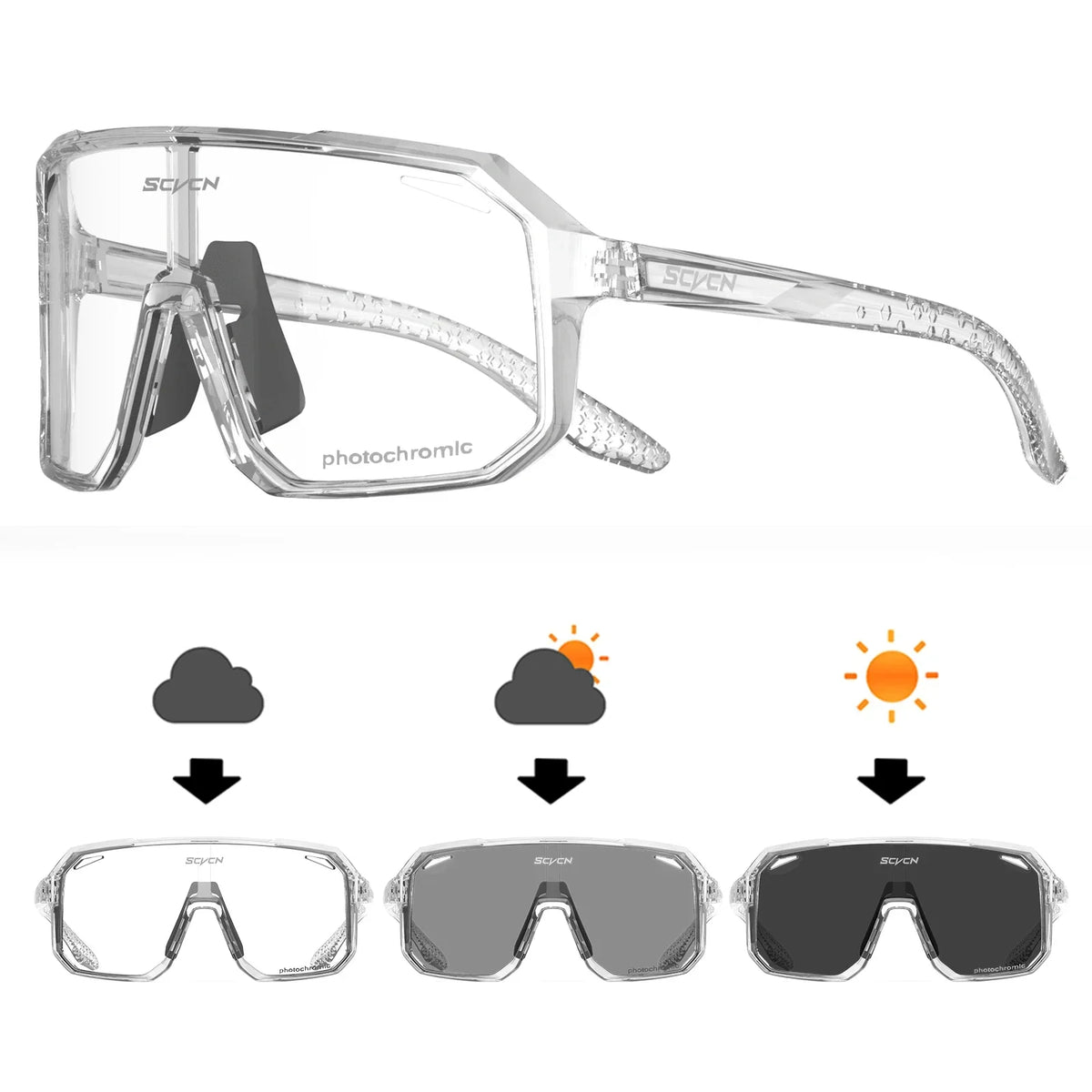 SCVCN New Photochromic Sunglasses Men Outdoor Cycling Glasses Bike MTB Road Bicycle UV400 Goggles Women Sports Hiking Glasses