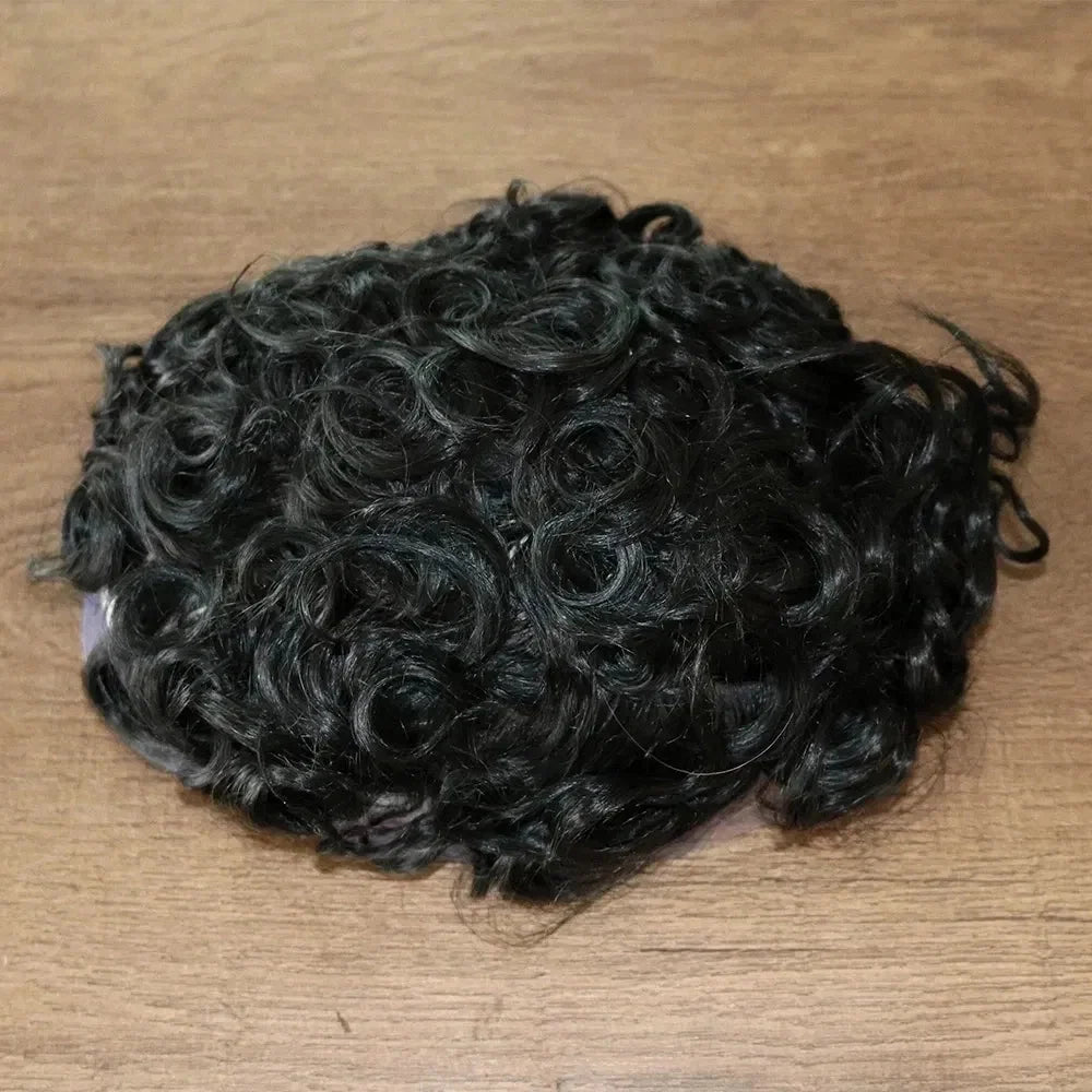 Toupee Color: 610#, Toupee Density: 110%, Length: 6 inches, Toupee Size: 8x10, Toupee Design: free - 20MM Curly Brown Black Super Durable Mono Lace&Pu Mens Toupee Wig Human Hair 15mm Capillary Prosthesi Weave Replacement For Male