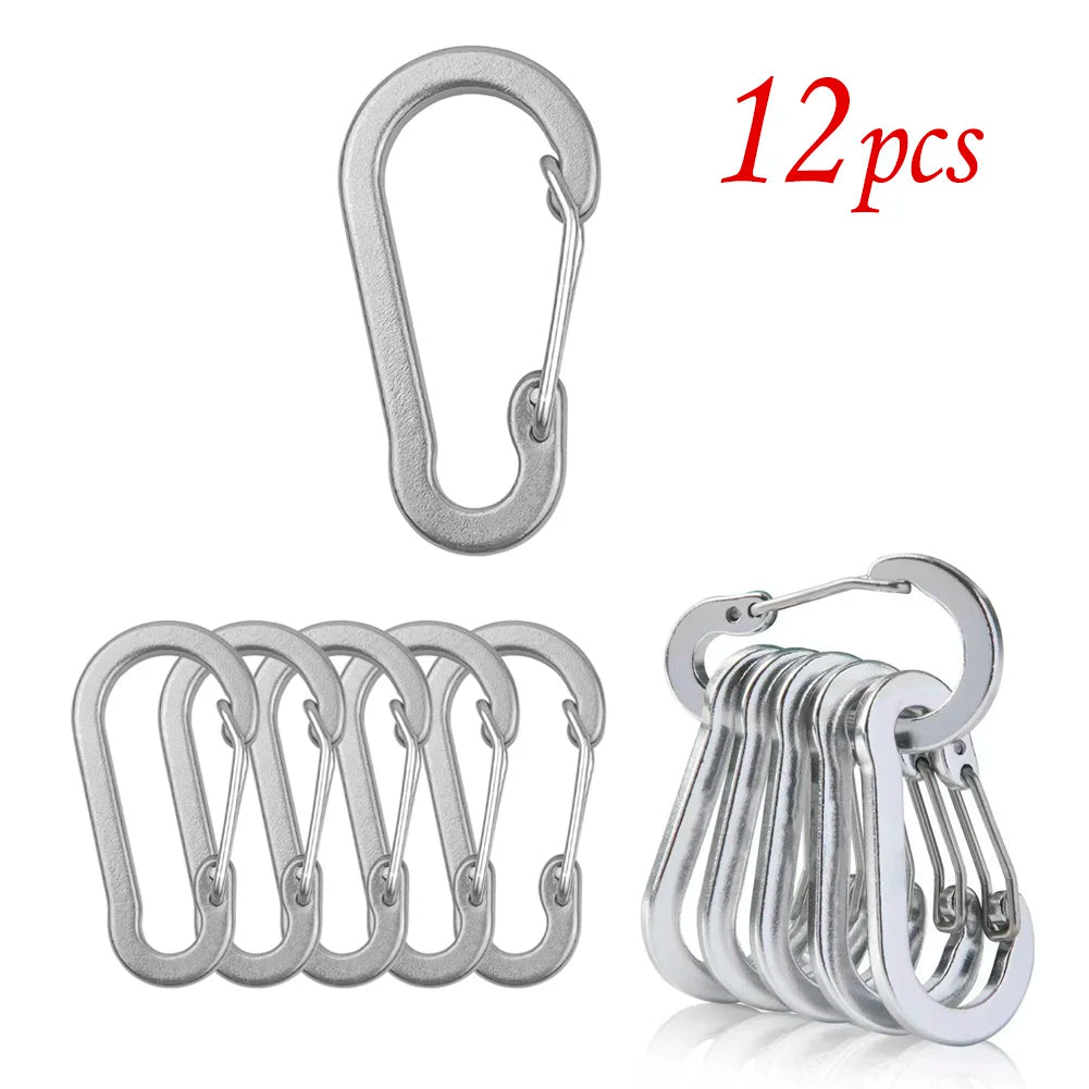 1/6/12pcs Aluminum Carabiner Clip Keychain Carabiners Lock Buckle Snap Outdoor Multi Tool Backpack Camping Hiking Fishing Hook