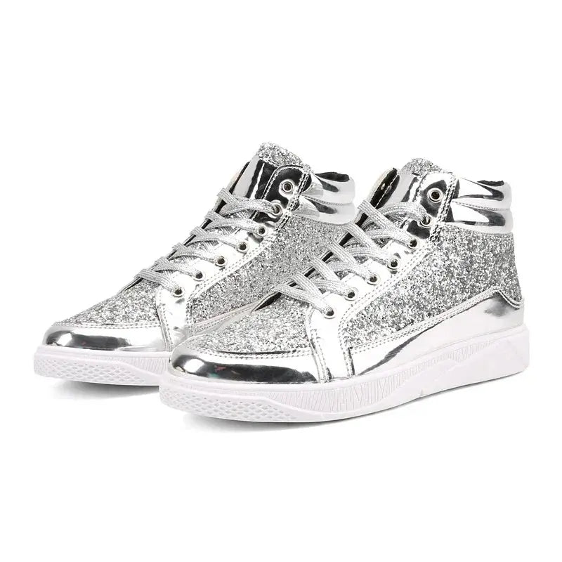 Hip Hop Inspired High Top Sneakers with Mirrors