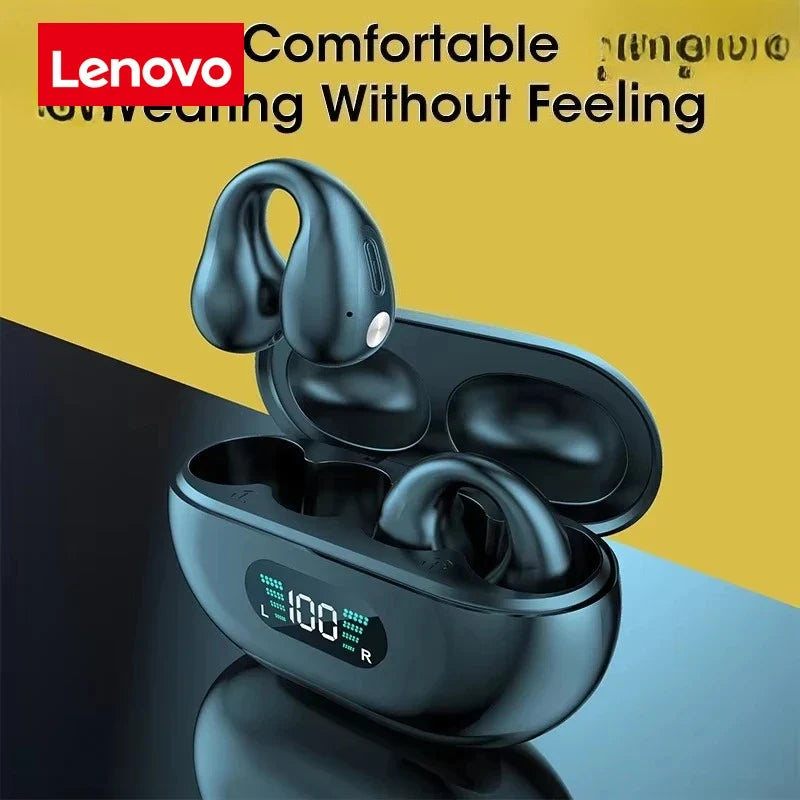 Lenovo Original Portable Bone Conduction Earphones Bluetooth 5.3 HiFi 9D Stereo Noise Reduction Earbud Outdoor Sports Headset