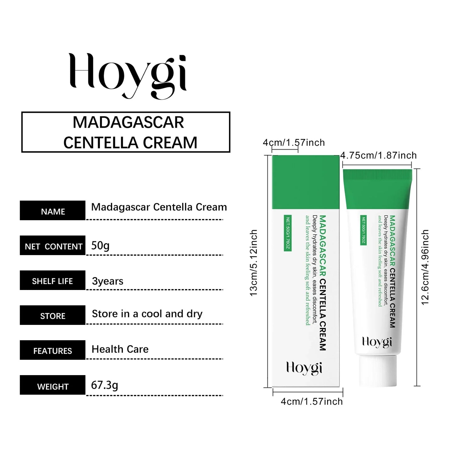 Centella Soothing Cream with Ceramide & B5 Face Repair Moisturizer Redness Relief Soothing Cream for Dry Sensitive Skin