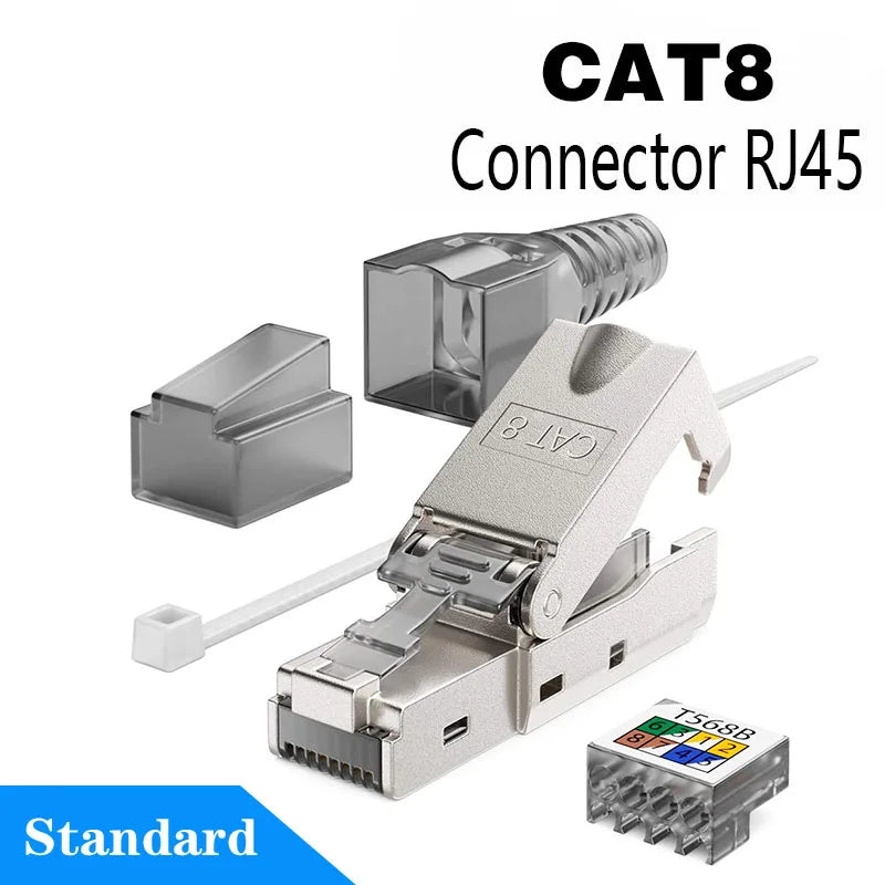 Clearance_RJ45 Cat8 Cat7 Cat6A Connectors Metal Tool Free Easy Termination Plug 2000MHz 40G LAN Cable 22AWG - 24AWG Reusable Eth