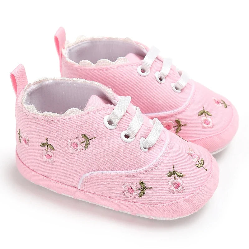 0-18m Baby Shoes Infant Pre-Walker Shoes, Cute Pink Theme Casual Flat
